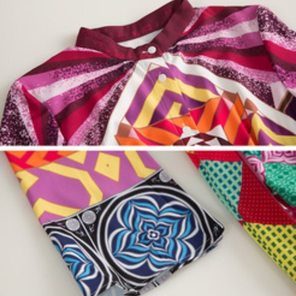 NWT Multicolor A-line Long Slv Printed Maxi Dress - Picture 4 of 10